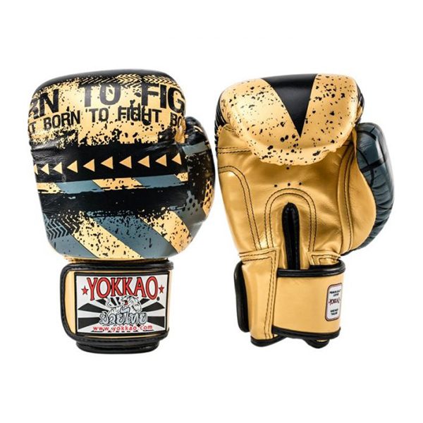 Silver/Black YOKKAO Hustle Muay Thai Boxing Gloves Breathable Leather Gold/Black 